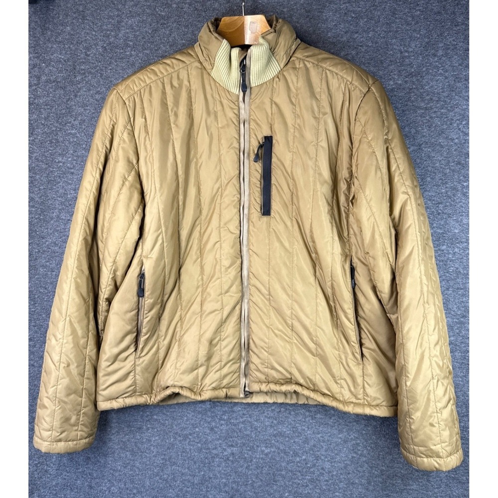 Vintage Polo Ralph Lauren Quilted Jacket Gold Full‎ Zip Retractable Hood  Mens L